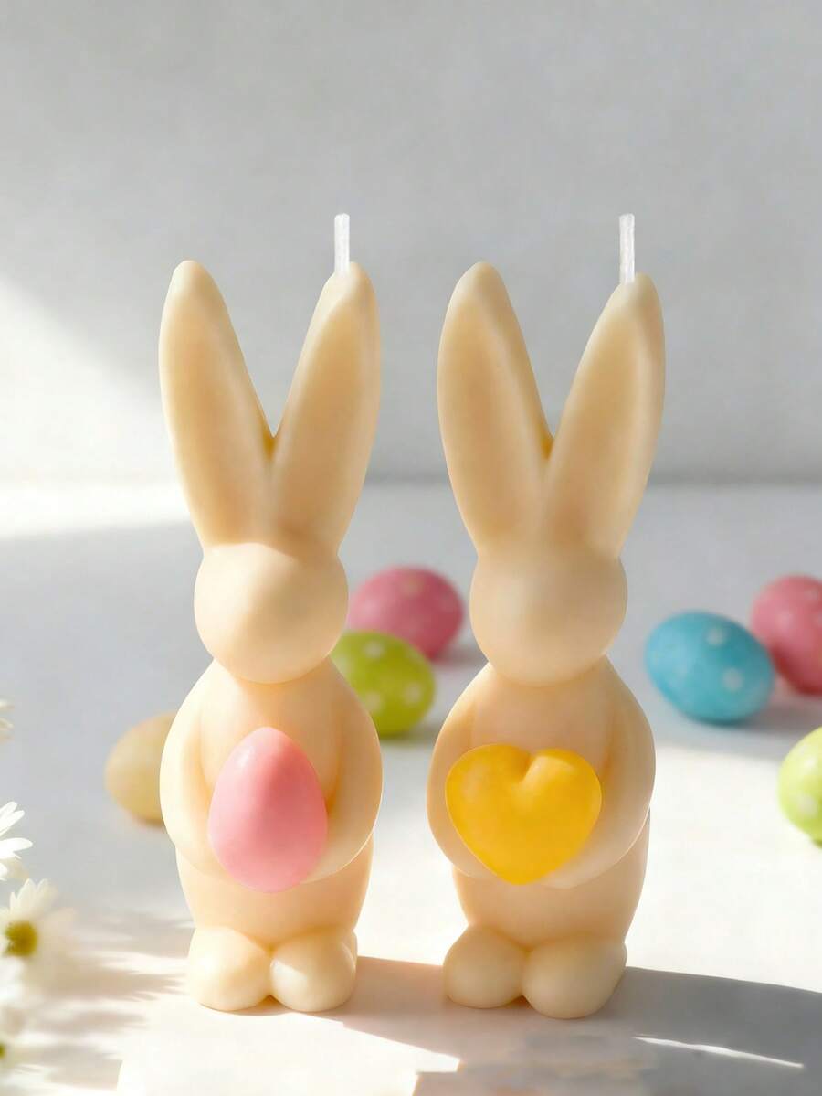 قالب سيليكون على شكل قلب وأذن أرنب لتشكيل البيض، مقاوم للحرارة وسهل التنظيف، مناسب لصنع الشموع DIY، شمع مذاب، جبس، ديكور راتنجي، ديكورات الأعياد والحفلات