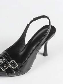 女士黑色尖头套脚派对时尚简约舒适尖头细高跟鞋，百搭休闲高跟鞋 - 黑色 - 查看 7