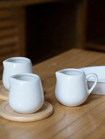 1pc Ceramic Milk Pitcher With Or Without Handle, Suitable For Holding Honey, Sugar, Coffee, Jam, Milk, Also For Pouring Sauce, For Kitchen, Gift
