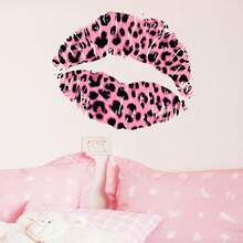1 pieza Adhesivo de pared con estampado de leopardo con huella de labios, adhesivo de pared autoadhesivo moderno, adhesivo de decoración del hogar, adhesivo de pared, adhesivo de vinilo, decoración de primavera, agrega vitalidad a tu hogar, adhesivo decorativo Rama