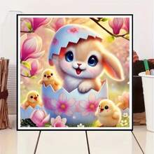 1pc [11.8*11.8in/15.7*15.7in] 5D Acrylic Diamond Painting Kit, Rabbit And Chick Pattern, Suitable For Adult Beginners DIY Mosaic Diamond Art, Full Drill Handmade DIY Diamond Painting For Living Room, Bedroom, Office Wall Decor, Surprise Art Home Decor Gift For Family And Friends - Multicolor - View 3