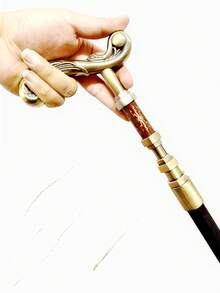 1pc Vintage Bronze Tone Faucet Shaped Walking Cane, Steampunk Metal Material Fashion Crutch With Detachable Handle, Suitable For Halloween Costume, Cosplay, Elegant British Gentleman Accessory, Great For Daily Use Or Gift - Multicolor - View 4