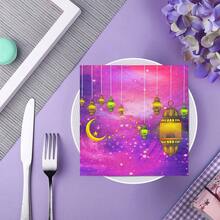 100/60/20 buc șervețele de unică folosință de 13 * 13 inch cu temă Ramadan, fundal violet gradient, lună aurie, stele și modele de felinare, potrivite pentru decorarea restaurantelor în timpul sărbătorilor de Eid Al Fitr, banchetelor de sărbători, reuniunilor de familie, cinelor cu prietenii și perioadelor de mese de Ramadan. - Violet - Vizualizare 10