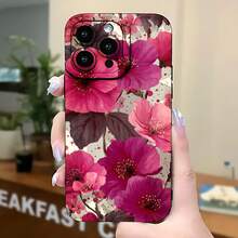 2026 nueva funda de teléfono esmerilada, funda de teléfono con patrón de flores rosadas para iPhone 17 14 Pro Max 13 12 11 Xs Xr  Galaxy S23 S22 S21 S20 Plus Note 20 10, funda protectora para teléfono, regalo de pareja para novio y novia, regalo de San Valentín o cumpleaños - Negro - Ver 5