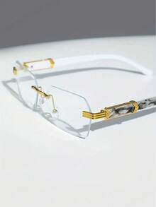 1副男女通用复古嘻哈大理石纹无框金属太阳镜 - 彩色 - 查看 1