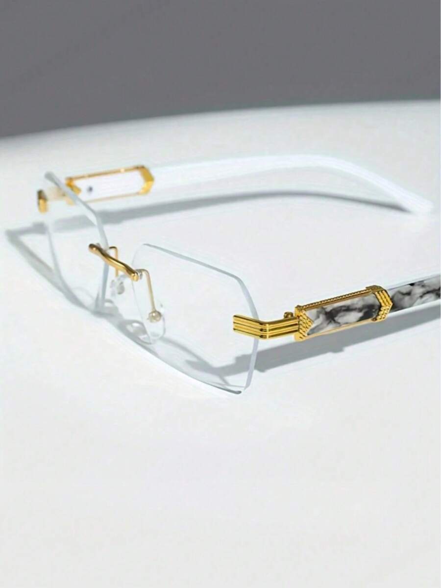 1副男女通用复古嘻哈大理石纹无框金属太阳镜 - 彩色 - 查看 1