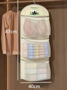 三层悬挂式内衣、袜子和胸罩收纳网袋 - 适用于宿舍和家庭壁挂式透明口袋收纳架 | 多层衣物整理 - 彩色 - 查看 10