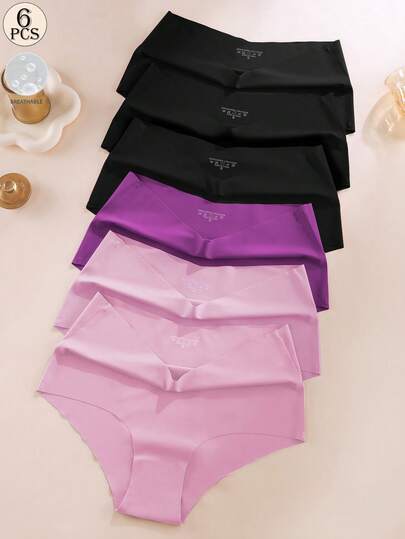 Aofeiqike 6 piezas Bragas de mujer de talla grande de cintura alta, bragas tipo hipster cómodas y suaves de seda de hielo transpirable y sin costuras