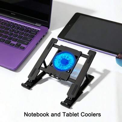 Support de refroidissement pour ordinateur portable/tablette avec ventilateur silencieux - 2025 Nouveau. Support de refroidissement portable et léger pour ordinateur portable, convient aux ordinateurs portables de 13 à 15 pouces, fabriqué en matériau PC durable, refroidissement compact et efficace, idéal pour le jeu/le travail/les déplacements, accessoire de jeu multifonctionnel, apparence moderne et .