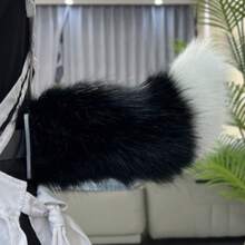 Peluca de cola eléctrica controlada por voz, estilo anime súper lindo, piel sintética para cosplay, Halloween, día de San Valentín, disfraces de carnaval, diseño divertido, material duradero, tapiz de árbol de Navidad, decoración de pared, diadema de calabaza, diadema de orejas de animal para amigos de Halloween, disfraz de cosplay - Rojo y blanco - Ver 3