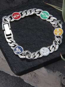 1pc Five Wealth Gods Linked Bracelet, Style Fashion High-End Versatile Bracelet