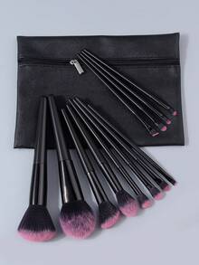 12件/13件/17件畅销化妆刷套装，多功能面部化妆刷和高回弹化妆海绵，便携式拉链收纳袋 - 黑色 - 查看 5