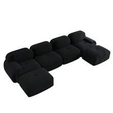 Sofas & Couches - Black + Corduroy + 4 Seat - View 5