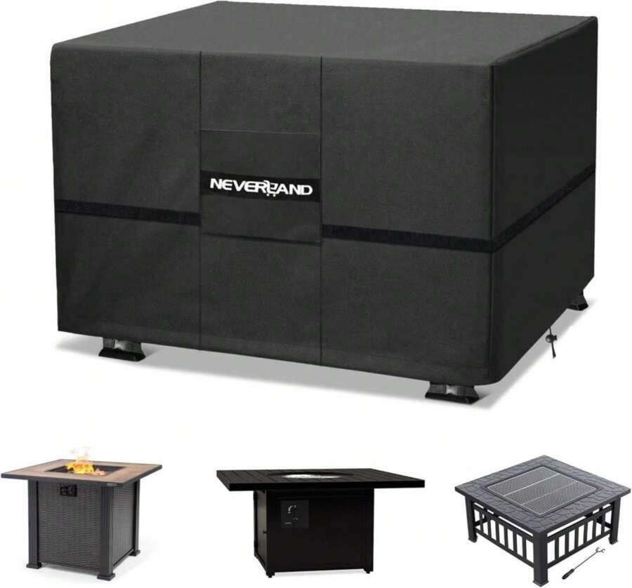 NEVERLAND Fire Pit Cover Round, Waterproof Outdoor Firepit Covers Round For 32-36 Inches 600D Oxford Heavy Duty Patio Gas Fire Pit Covers With 4 Buckle Straps And Air Vents, 36 X 24 Inch Black - ColorB - View 1