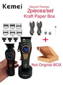 Kemei Professional Hair Clipper KM-2242 USB Rechargeable High Power Hair Clipper KM-999 Electric Hair Clipper 0mm Precision Trimmer Hair Clipper + Trimmer Set Men's New Year Hair Clipper - Black - View 17