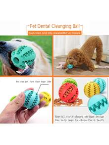 Dog Toy Ball, Dog Treat Ball, Bulk Interactive Dog Puzzle Toys, Chew Resistant Teething Toys Ball, Suitable For Small/Medium/Large Dogs And Kittens, Dog Pet Food Feeder, Chewing Cleaning Teeth Ball, Exercise Game, Intelligence Training - Multicolor - View 2