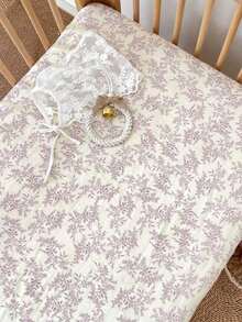 1pc 120*60cm Baby Crib Soft & Breathable Muslin Fitted Sheet With Rabbit Pattern - Multicolor - View 3