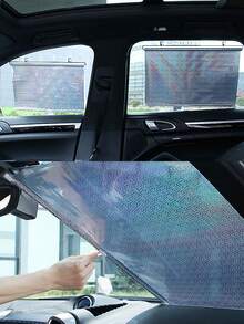 可伸缩汽车遮阳帘 – 采用UV反射PVC材质，吸盘式安装，长度可调节，适用于挡风玻璃和车窗，隔热遮光，可重复使用且轻便，遮光卷帘，汽车车窗隔热帘 - 捲簾遮陽擋 - 查看 5