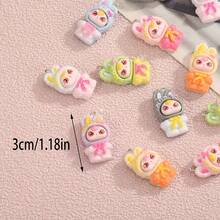 8/16 chiếc mặt dây chuyền hình thỏ bằng nhựa nhiều màu sắc, bùa hình động vật dễ thương, thích hợp để tự làm đồ thủ công, làm vòng cổ, bông tai, trang trí ba lô - Màu ngẫu nhiên - Mặt dây chuyền hình thỏ - Xem 3