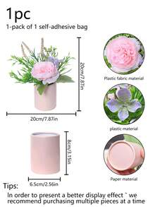 1pc Artificial Synthetic Flower Pink Aesthetic Decorative Piece, Suitable For Valentine's Day, Wedding Party, Party Scene Decoration, Decoration For Family Living Room Table, Bookshelf Or Window Sill, Outdoor Garden And Party Atmosphere Potted Plant Decorative Piece - Pink - View 11