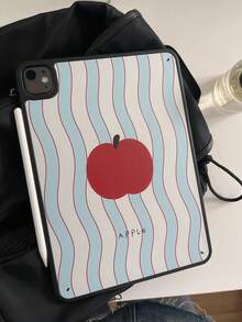 1个防震条纹苹果图案iPad保护套，黑色边框 - 平板电脑保护套，适用于iPad Mini、iPad 7/8/9/10/11、iPad Air 2024/2025、iPad Pro（不含iPad） - 彩色 - 查看 2
