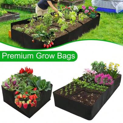 1pc 4/8 Grids Garden Planting Bag Multi-Gird Felt Growing Bag Rectangle Planting Nursery Pot Vegetable Tomato Potato Planting Container Plant