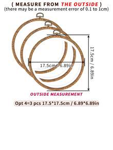 3pcs DIY Handmade Round Brown Vintage Palace Style Faux Wood Grain Cross Stitch Hoops, Embroidery Frames, Tufting Hoops, Dreamcatcher Wind Chime Hanging Rings, 7 Sizes Available, Made Of High-Quality ABS And PVC Materials With Metal Hooks For Hanging, Can Be Used As Phone Charms, Keychains, Bag/Clothing Decorations, Desk/Bedside Ornaments, Car Accessories - Brown - View 13