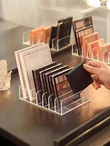 眼影盘化妆品收纳盒 亚克力化妆品收纳盒 7格分隔梳妆台收纳架 抽屉和浴室现代化妆品收纳架 - 無色 - 查看 9