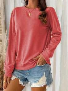 Women's Ultra-Soft Crew Neck Sweatshirt - Cloud-Like Comfort Long-Sleeve Pullover (6 Colors) Cozy Brushed Fleece Sweatshirt For Women - Relaxed Fit Fall Winter Top Hug-In-A-Sweatshirt" Ultra-Soft Crew Neck | Women's Lazy-Day Essential (Multiple Hues) Dreamy Soft Crew Neck Pullover - Women's Versatile Casual Top For Cool Days Relaxed Fit Brushed Fleece Sweatshirt - Women's Comfortable Fall Winter Top Soft Stretch Crew Neck Pullover - Women's Daily Casual Sweatshirt (All-Match)  Casual    Daily  Home - 紅色 - 查看 2