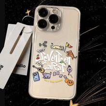 Funda para teléfono: Diseño creativo de gato y guitarra con temática espacial, compatible con iPhone 11, 12, 13, 14, 15, 16, 17 Pro Max, 15 Pro, 14 Plus, 11 Pro  Max.Cubierta protectora de cortina de plumas plateadas de alta transparencia, el regalo perfecto para diversas festividades o - Color mezclado 1-1146 - Ver 4