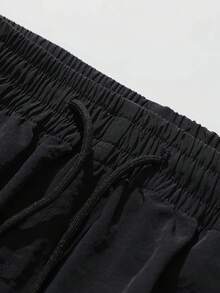 Striped Patchwork Contrast Color Sports Pants For Men, Spring Autumn Drawstring Waist Loose Straight Leg Trousers With Star & Letter Print, Suitable For Gym Workout, Running, Outdoor, Casual, Streetwear - Black - View 3