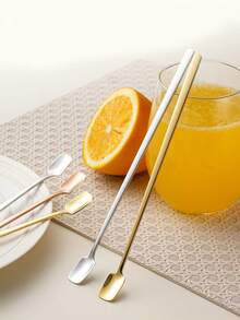 5/1件不锈钢咖啡搅拌勺、盛菜勺、方头勺、长柄精致小汤勺、蜂蜜勺、甜点勺，轻松处理果汁和饮料。 - 彩色 - 查看 8