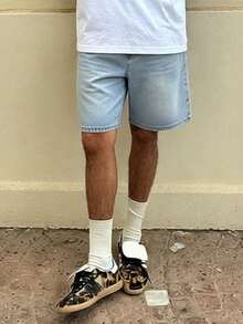 Herren Lässige Loose Fit Jeans Shorts mit Taschen, vielseitige Sommer Jeans Shorts - Helle Waschung - Übersicht 4