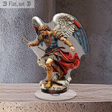 1 Tượng Thánh Michael Tổng lãnh thiên thần cỡ lớn có thể xoay - Thiên thần đứng năng động cầm giáo và khiên, cánh màu xanh vàng, áo choàng đỏ - Vật trang trí để bàn bằng acrylic nặng, thích hợp cho nhà, văn phòng, nhà thờ - Trang trí tôn giáo Cơ đốc giáo trong nhà/ngoài trời - Biểu tượng của sự bảo vệ tâm linh. - Nhiều màu - Xem 4