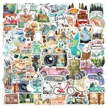 52 piezas Pegatinas de estilo bohemio para viajes al aire libre, adecuadas para decoración en múltiples escenarios, escritorio de oficina, papelería de estudiantes, portátil, teléfono, equipaje, taza de agua, decoración de cajas de almacenamiento, regalos de cumpleaños y festividades, decoración del hogar, pegatinas autoadhesivas, regalo pequeño perfecto manualidades libro de sticker estikers - Multicolor - Ver 1