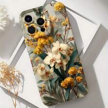 2026 Nueva Funda de Teléfono Esmerilada, Funda de Teléfono con Estampado Floral de Flores Amarillas y Blancas, Adecuada para  17 15 Pro Max,  17 14 Pro,  17 13,  17 12,  Galaxy S23 S22 S21 S20, Funda de Teléfono para Parejas, Regalo para Novio Novia, Regalo de Vacaciones - Blanco antiguo - Ver 6