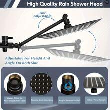 豪华淋浴系统 - 配备超大高压雨淋式花洒、可调节花洒臂、双模式手持花洒、超长软管、浴室挂钩，安装简便。是家庭浴室和酒店淋浴的理想之选。这款浴室配件将彻底改变您的淋浴体验——也是一份实用又贴心的乔迁礼物！