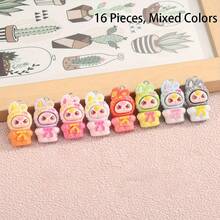 8/16 chiếc mặt dây chuyền hình thỏ bằng nhựa nhiều màu sắc, bùa hình động vật dễ thương, thích hợp để tự làm đồ thủ công, làm vòng cổ, bông tai, trang trí ba lô - Màu ngẫu nhiên - Mặt dây chuyền hình thỏ - Xem 11