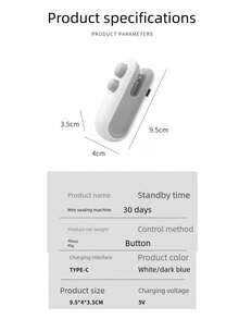 OBOVAY 1 Stück USB aufladbares Mini Thermosiegelgerät, Doppelfunktion Schneiden und Versiegeln, tragbar für Outdoor-Camping, Haushalts-Lebensmittel-Vakuumiergerät, plastikfreier Snack-Versiegler - Verschiedenfarbig - Übersicht 4