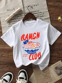 Tween Girls Casual Printed White Crew Neck Short Sleeve T-Shirt, Summer Top - White - View 4