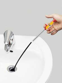 1pc 60/160/200cm Steel Wire Drain Clog Remover Grabber Tool For Unclogging Toilet, Sink, Kitchen Drain - Red - View 6