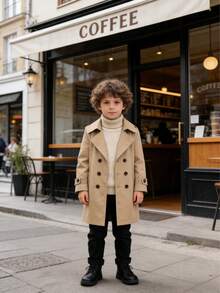 Boys' Autumn/Winter Windbreaker, Long Jacket, British Style, Toddler & Big Kid Outerwear - Khaki - View 3
