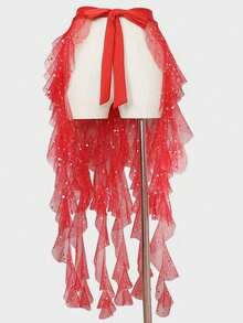 1 Piece Women's Belly Dance Hip Scarf Belt Skirt With Lace-Up Tassel Hem Wave Skirt - Multicolor - View 5