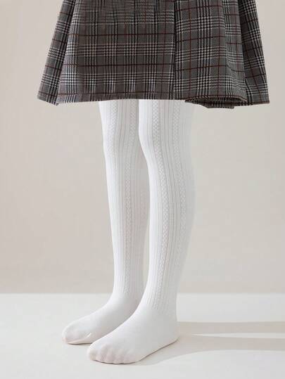 1 st. vertikalt randiga strumpbyxor för flickor/småbarn/barn, vita enfärgade strumpbyxor med fötter, randiga leggings, söta prinsessliknande strumpbyxor utan fötter, vårbyxor i hellång längd, dansstrumpor för hela säsongen, lämpliga för vardagsjumpsuits, moderiktiga mångsidiga dansbyxor, utomhusleggings, skolstart, studenter, ny termin