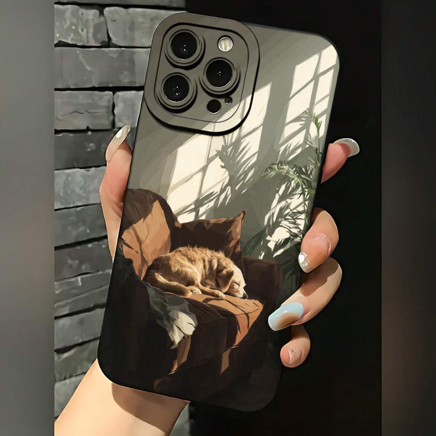 2026 nueva funda de teléfono esmerilada, funda de teléfono con impresión de gato durmiendo en el sofá para 17 14 Pro Max, 17 13, 17 12, funda de protección para teléfono Galaxy S23 S22 S21, regalo de funda de teléfono para pareja, regalo de vacaciones para novio o novia - Blanco antiguo - Ver 1