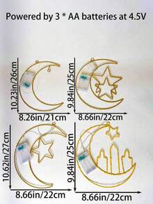 1 Warm Light Moon Hugging Double Star Multi Style Iron Ring LED Decorative Light, Moon, Moon Hugging Star, Moon Hugging Double Star, Moon Hugging Candle Star, With Flashing Function Like A Sky Full Of Stars, Multiple Styles Suitable For Holiday Decoration, Bedrooms, Wedding Parties, Holiday Decoration Lights (Excluding Batteries) - 暖光 - 查看 9