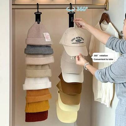 1-Piece Hat Organizer With 8 Clips, Holds 8 Baseball Caps, Available In Gray And Black, For Home And Closet Hat Storage, Perfect For Family Use, A Must-Have For Hanging Hats In Your Wardrobe.