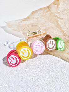 1pc Colorful Smiling Face Hair Claw Clip, Suitable For Girls, Dopamine Colorful Hair Claw, Daily Wear - Multicolor - View 12