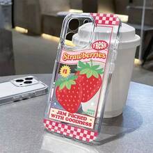 Funda Transparente de TPU Suave con Diseño de Fresa para iPhone 17, 16e, 16, 15, 14, 13, 12, 11 Pro Max, Plus - Color mezclado 1-1136 - Ver 7
