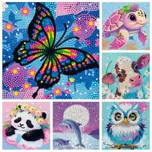 1pc 5D Diamond Painting Art Set, Includes Frame And DIY Materials, Anime Figure, DIY Diamond Stickers, Cow, Elephant, Panda And Dolphin Designs, Great For Children's Birthday, Back To School Gifts, Kids Craft Activities, Home Wall Decor, And Valentine's Day Gifts